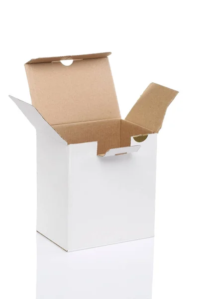 Open paper box on white background — Stock Photo, Image