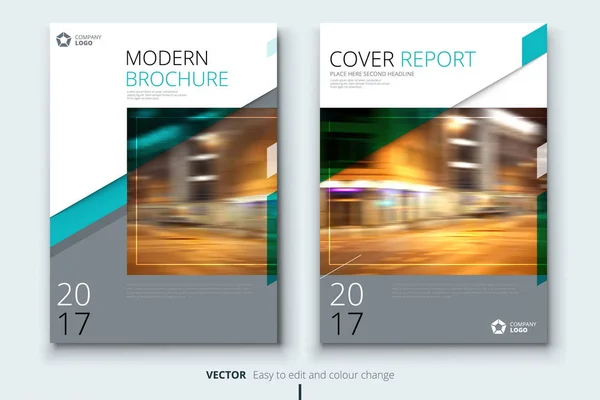 Plantilla de diseño de folletos para informe anual — Vector de stock