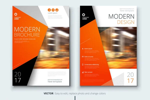 企業年次報告書表紙、パンフレットやチラシ デザイン。リーフレット プレゼンテーション。抽象的な幾何学的な背景を持つカタログします。現代の出版ポスター雑誌、レイアウト、テンプレート。A4 サイズ — ストックベクタ