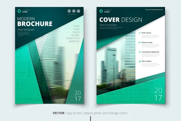企業年次報告書表紙、パンフレットやチラシ デザイン。リーフレット プレゼンテーション。抽象的な幾何学的な背景を持つカタログします。現代の出版ポスター雑誌、レイアウト、テンプレート。A4 サイズ — ストックベクタ