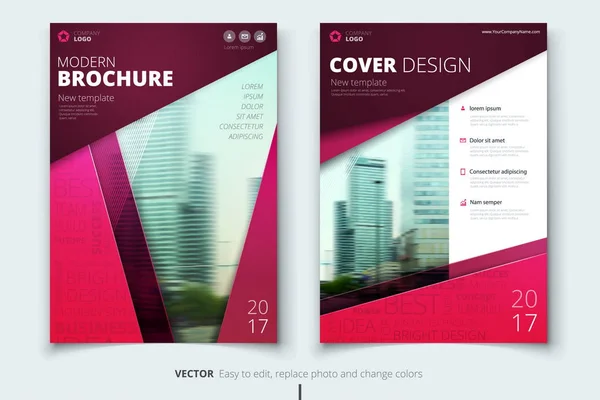 企業年次報告書表紙、パンフレットやチラシ デザイン。リーフレット プレゼンテーション。抽象的な幾何学的な背景を持つカタログします。現代の出版ポスター雑誌、レイアウト、テンプレート。A4 サイズ — ストックベクタ