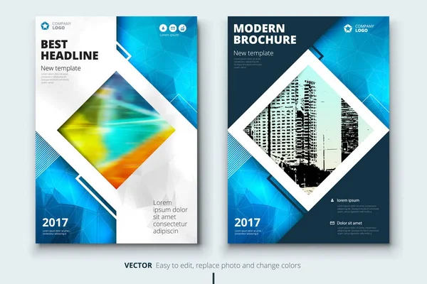 Cobertura de relatório anual de negócios corporativos, brochura ou design de folheto. Apresentação do folheto. Catálogo com fundo geométrico abstrato. Revista de cartaz de publicação moderna, layout, modelo . — Vetor de Stock