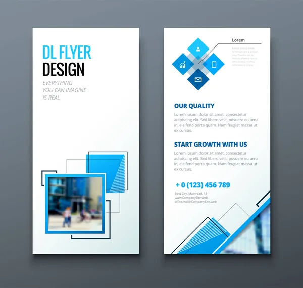 Conception de brochure Tri fold. Modèle d'entreprise pour flyer à trois plis avec losanges carrés . — Image vectorielle