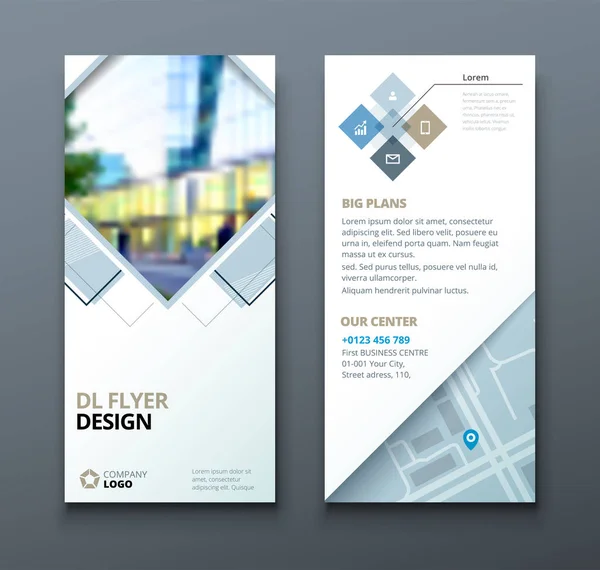 Conception de brochure Tri fold. Modèle d'entreprise pour flyer à trois plis avec losanges carrés . — Image vectorielle