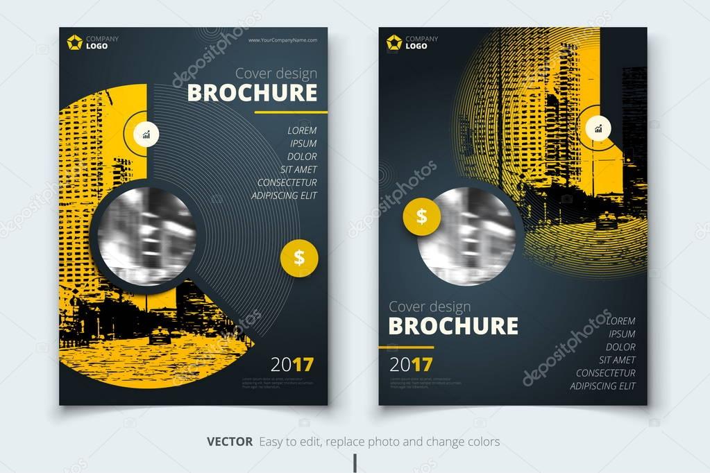 Brochure design. Corporate business report cover, brochure or flyer design. Leaflet presentation. Flyer with abstract circle, round shapes background. Modern poster magazine, layout, template. A4