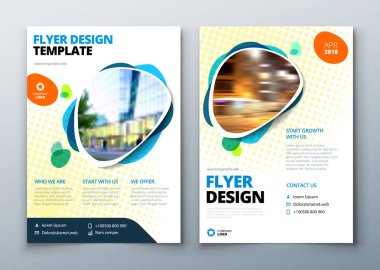 Flyer template layout design. Business flyer, brochure, magazine or flier mockup in bright colors. Vector clipart