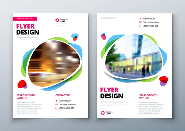 Flyer template layout design. Business flyer, brochure, magazine or flier mockup in bright colors. Vector — Stock Vector