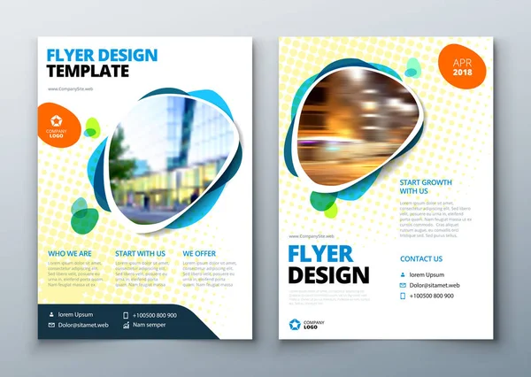 Design de layout de modelo de panfleto. Folheto de negócios, brochura, revista ou maquete de folheto em cores brilhantes. Vetor —  Vetores de Stock