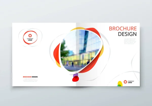 Broşür şablonu düzeni tasarımı. Kurumsal iş faaliyet raporu, katalog, dergi, el ilanı mockup. Yaratıcı modern parlak konsept