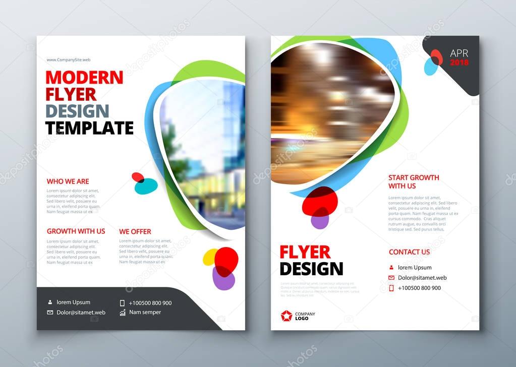 Flyer template layout design. Business flyer, brochure, magazine or flier mockup in bright colors. Vector