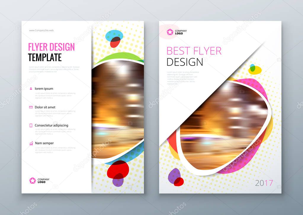 Flyer template layout design. Business flyer, brochure, magazine or flier mockup in bright colors. Vector