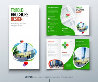 Business tri fold brochure design. clipart