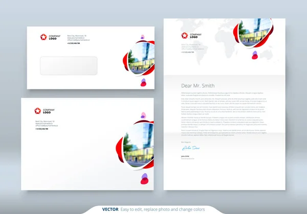 Corporate Business Template für Umschlag und Brief. — Stockvektor