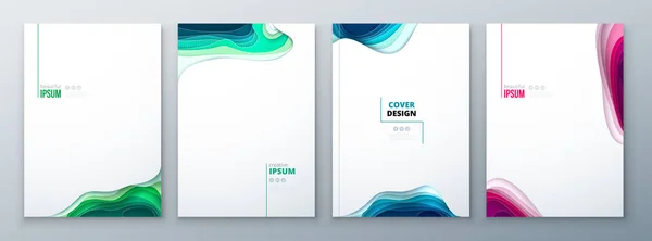 Papel corte folleto diseño papel tallar cubierta abstracta para folleto folleto folleto revista catálogo diseño en verde verde azulado colores — Vector de stock