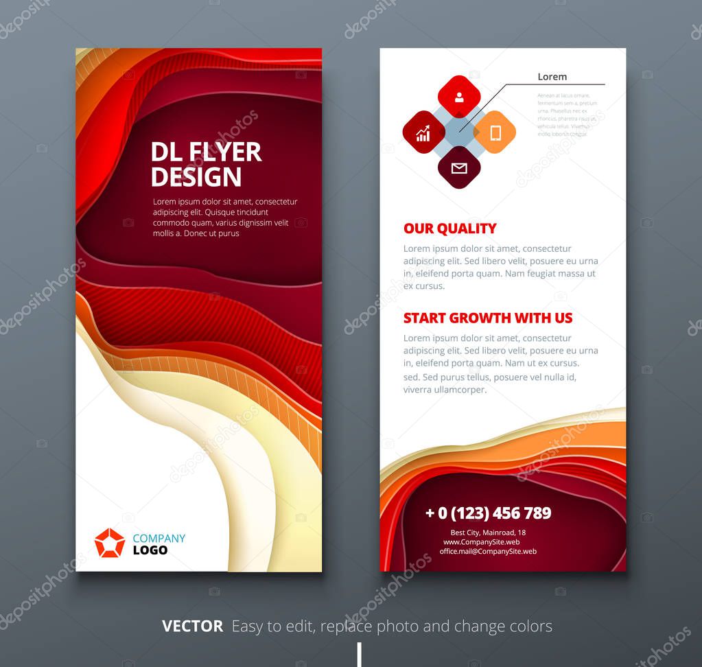 DL flyer design. Corporate business template for brochure or flyer. Layout with modern elements and abstract background. Creative concept flyer or brochure.