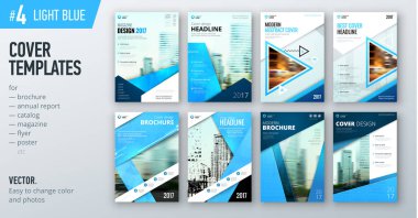 iş kapak tasarım şablonları parlak gök renkli broşür, raporları, katalog, dergi veya kitapçıklar için kümesi. Yaratıcı vektör arka planlar
