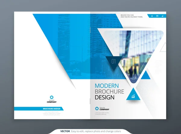 Design Creativo Moderno Luminoso Modello Brochure Layout Relazione Annuale Aziendale — Vettoriale Stock
