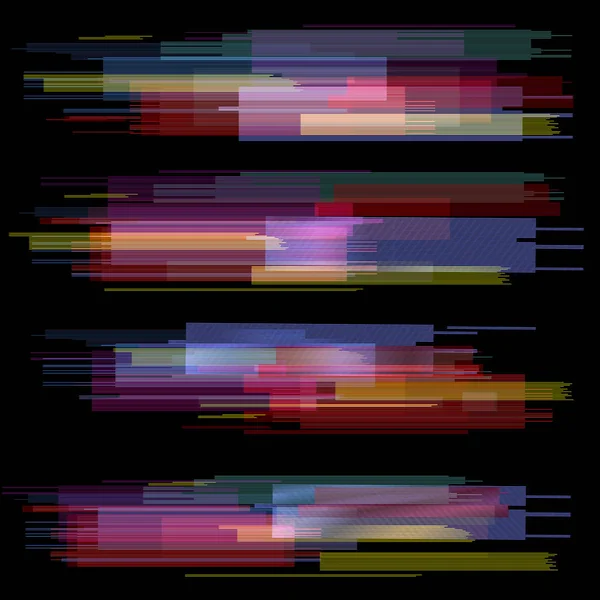 Satz Von Glitch Elementen Digitalem Pixel Rauschen Farbe Abstraktes Design — Stockvektor
