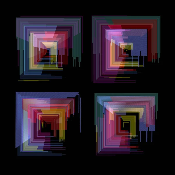 Conjunto Elementos Falha Projeto Abstrato Cor Ruído Pixel Digital —  Vetores de Stock