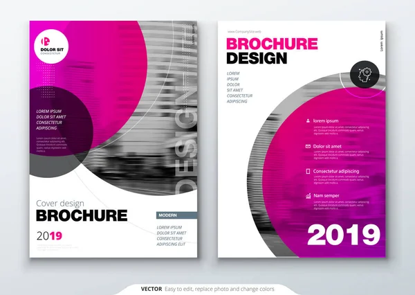 Schema del modello di brochure, relazione annuale sulla progettazione della copertina, rivista, volantino o libretto in A4 con forme a cerchio di colori in stile svizzero o magna. Illustrazione vettoriale . — Vettoriale Stock