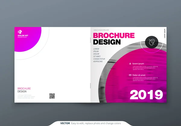 Conception de brochure carrée. Magenta entreprise modèle de rectangle d'affaires brochure, rapport, catalogue, magazine. Brochure mise en page cercle moderne fond abstrait. Concept vectoriel de brochure créative — Image vectorielle