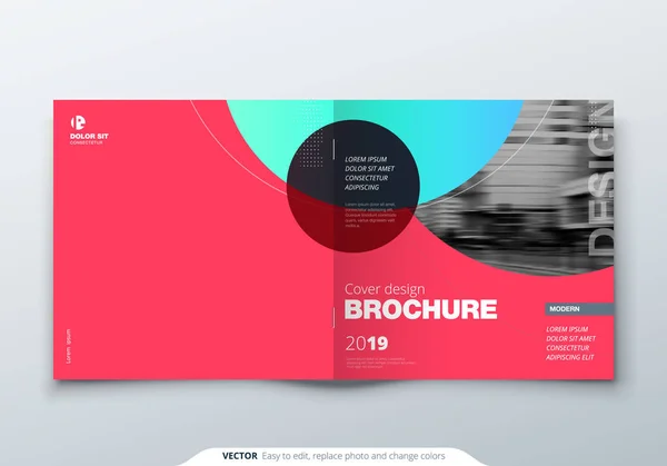 Kvadratisk broschyr design. Magenta corporate rektangel mall företagsbroschyr, rapport, katalog, magazine. Broschyr layout modern cirkel abstrakt bakgrund. Kreativa broschyr vektor koncept — Stock vektor