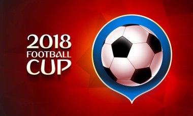 Top mavi word Cloud üzerinde kırmızı artalanları ile 2018 Futbol Kupası duvar kağıdı