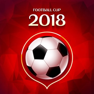 Topu, Futbol Kupası 2018 yazı ve kırmızı arka plan ile duvar kağıdı