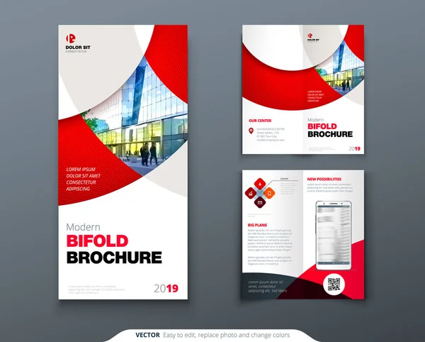 Bi fold brochure or flyer design with circle. Creative concept flyer or brochure. — Stock Vector