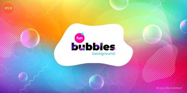 Kabarcıkları ile eğlenceli sıvı renk arka plan. Sıvı şekiller kompozisyon. Çocuk desen arka plan tasarım. Eps10 vektör.