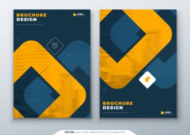 Koyu Turuncu Broşür Tasarımı. Broşür, Rapor, Katalog ve Dergi için A4 kapak şablonu. Parlak Renk Şekilleri ve Soyut Fotoğraf Arkaplanda Düzen. Modern Broşür Konsepti