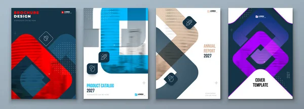 Set of Brochure Cover Template Layout Design. Corporate business annual report, catalog, magazine, flyer mockup. Creative modern bright concept with square shape — Stock Vector