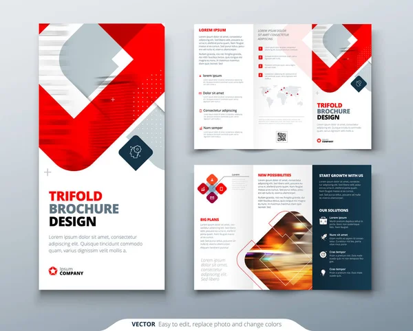 Tri vouw brochure ontwerp met vierkante vormen, corporate business template voor tri vouw flyer. Creatief concept gevouwen flyer of brochure. — Stockvector