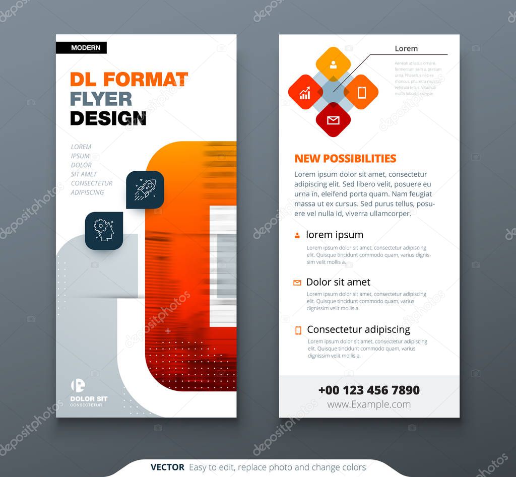 DL Flyer design with square shapes, corporate business template for dl flyer. Creative concept flyer or banner layout.