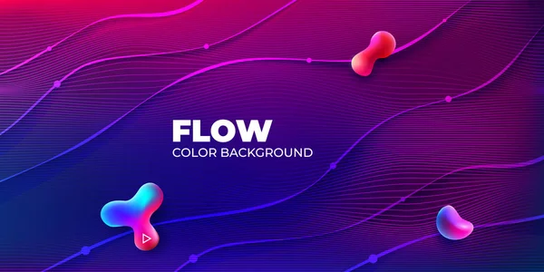 Liquid Color Background Design. Horizontal Fluid Gradient Shapes Composition. Futuristic Design Banner for Social Network. Eps10 vector. — Stock Vector