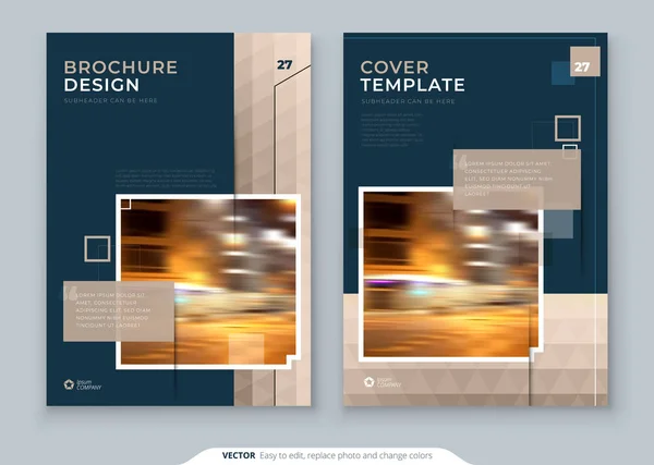 Brochure Design. A4 Cover Template for Brochure, Report, Catalog, Magazine. Layout with Bright Color Shapes and Abstract Photo on Background. Modern Brochure concept