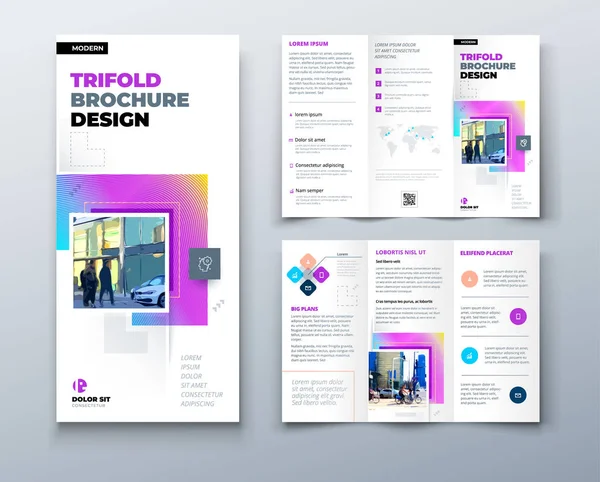 Tri Fold Brožura Design Firemní Obchodní Šablona Pro Tri Fold — Stockový vektor