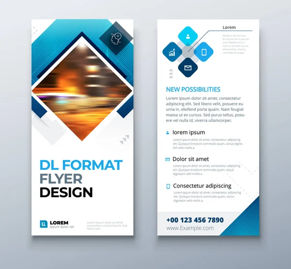 Colore Liquido Flyer Design Con Forme Geometriche Concetto Creativo Volantino — Vettoriale Stock