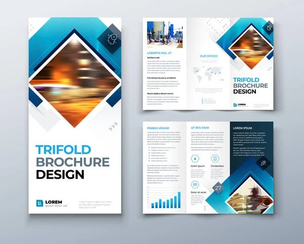 Tri Fold Broschüre Design Corporate Business Template Für Tri Fold — Stockvektor