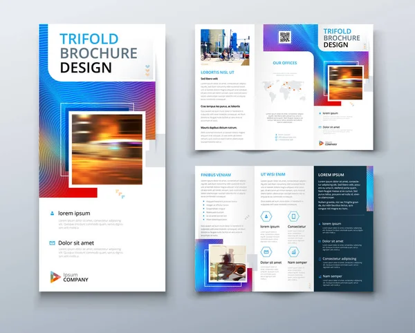 Tri Fold Brochure Design Modello Business Aziendale Tri Fold Flyer — Vettoriale Stock
