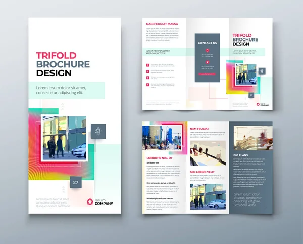 Tri Fold Brochure Design Corporate Business Template Tri Fold Flyer — Stock Vector