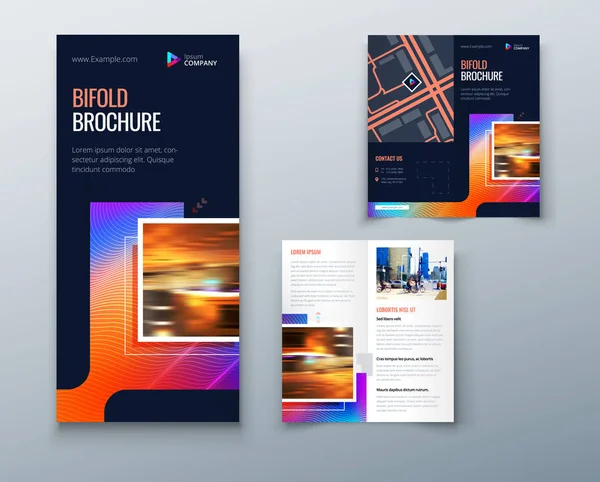 Design Della Brochure Bifold Modello Business Volantino Bifold — Vettoriale Stock