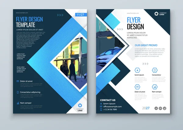 Flyer Design Met Vierkante Vormen Business Template — Stockvector