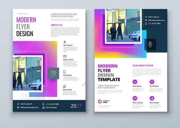 Flyer Design Met Vierkante Vormen Business Template — Stockvector