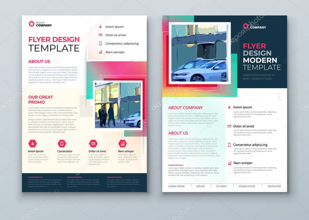 Flyer design. Corporate Template Layout for Flyer Mockup. Modern Concept with Square Rhombus Shapes. Vector Flyer Background. Set - GB075