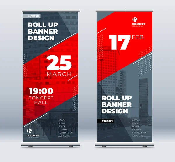 Red Business Roll Banner Bright Abstract Roll Background Business Presentation — Vector de stock