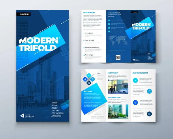 Design Brochura Três Dobras Com Formas Linha Simples Geométricas Modelo —  Vetores de Stock