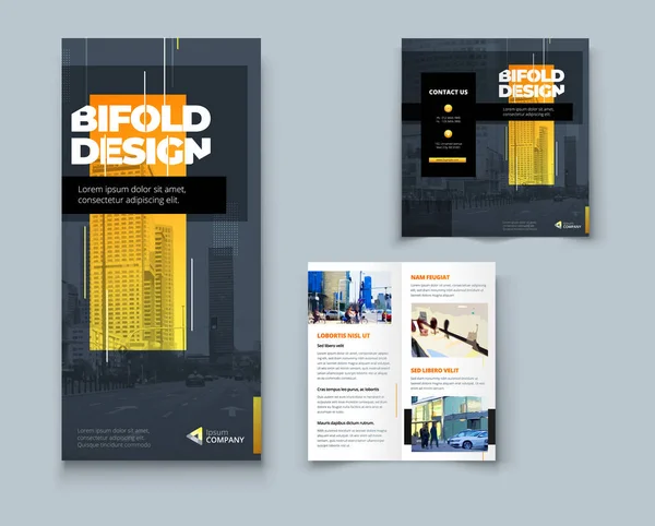 Design Semplice Della Brochure Pieghevole Con Eleganti Forme Quadrate Semplici — Vettoriale Stock