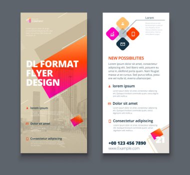 Geometrik şekilli DL Flyer tasarımı, dl broşürü için kurumsal iş şürü. 