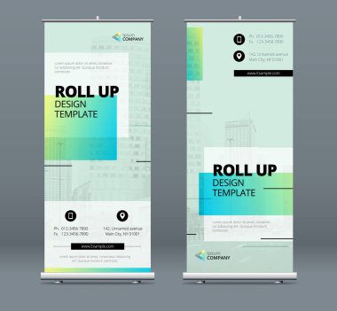 Business Stylish Roll Banner. İş Sunumu için özet geç. Dikey rulo, x-stand. 